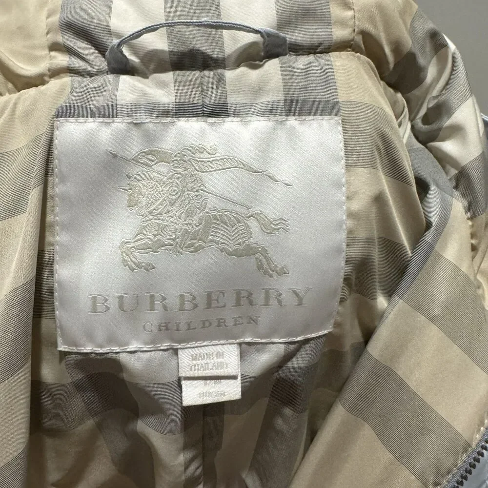 Burberry Snowsuit Down Filled Quilted Puffer Blue Nova Check Baby sz 12 month